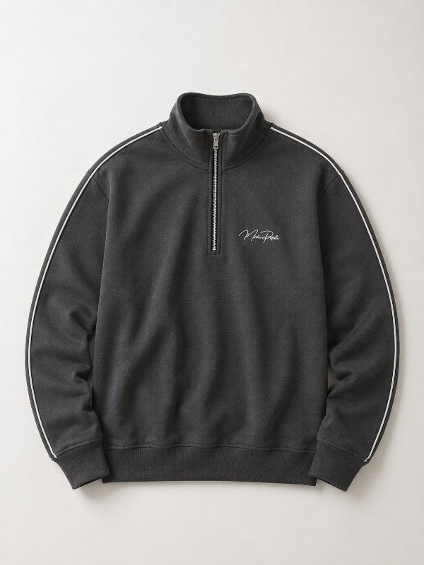 Producto - Buzo Oversize Medio Cierre Gris Topo