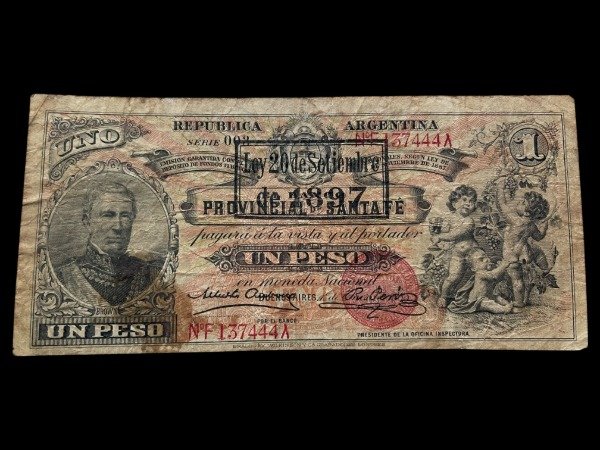 Producto - Argentina. Santa Fe (1897) 1 Peso  - Resellado