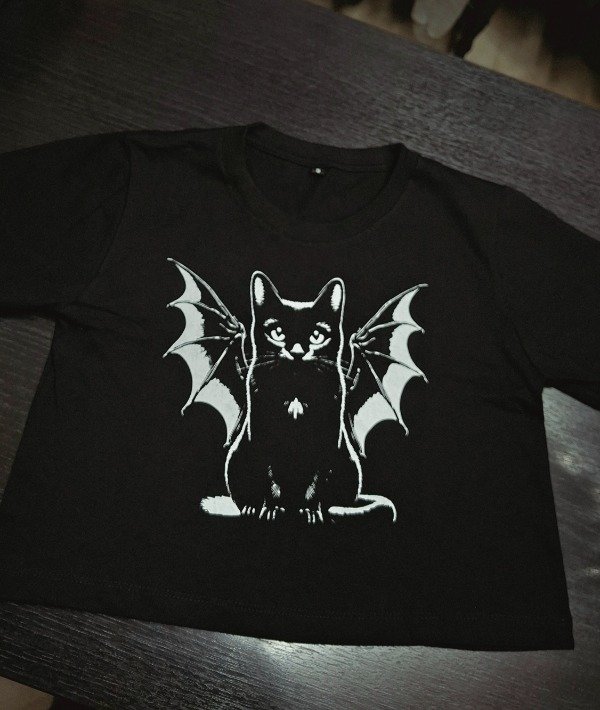 Producto - Crop Top Gato Kawaii Goth - 2