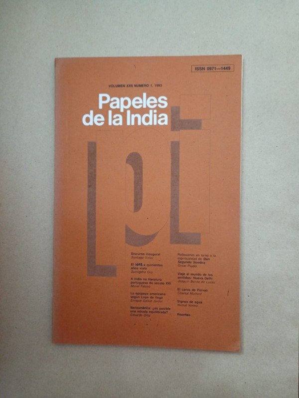 Producto - Papeles de la India Vol XXII #1 - Salas Dey Faleiro - 1993