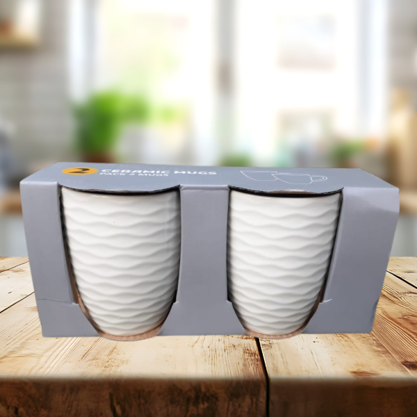 Producto - Set x 2 Jarro Mug cerámica waves 300ml color tiza (en caja)