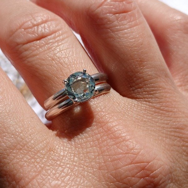 Producto - Anillo Plata 925 Berilo Aguamarina Ajustable - 3
