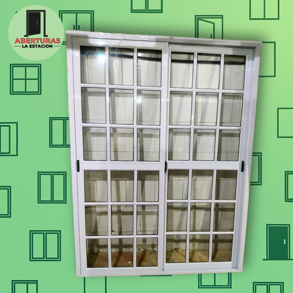 Producto - VENTANA BALCÓN DE ALUMINIO BLANCO CON VIDRIO REPARTIDO  150X200 CM