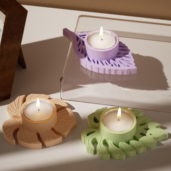 Producto - Molde Portavela Hojas Tropicales