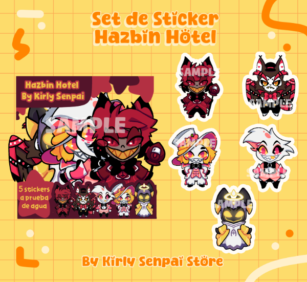 Producto - Set de Stickers Resistentes al Agua Hazbin Hotel