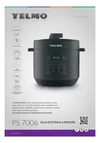 Producto - OLLA A PRESIÓN YELMO 1000W 6LTS TÁCTIL PS-7006 - 3
