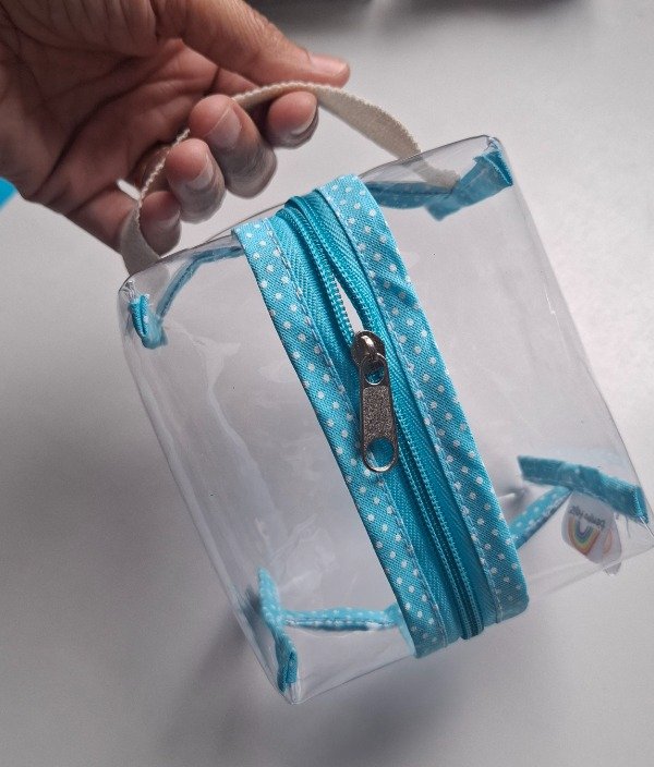 Producto - Minipocket Cristal Lunares Turquesa