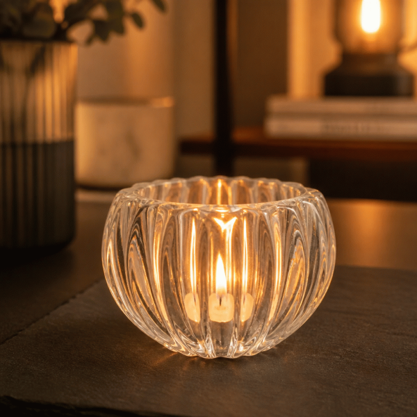 Producto - Portavela Vidrio 6cm Gajos 8124 - 1