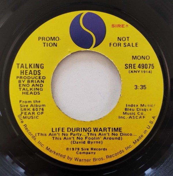Producto - TALKING HEADS Life During Wartime Simple 7 Promo USA 1979 Mono y Stereo