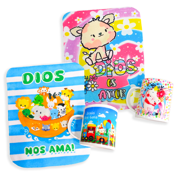 Producto - Kit Infantil 003 Toallita/ Individual + Taza De Polimero
