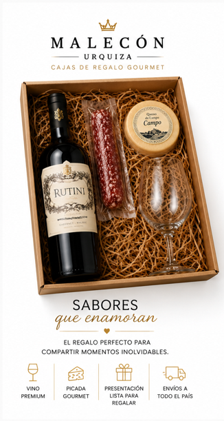 Producto - Caja Regalo Gourmet Rutini Cabernet Malbec con Picada y Copa - 3