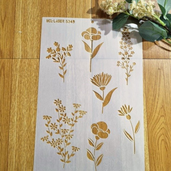 Producto - ST 5349 de 20x30 cm - Stencil Flores y Hojas