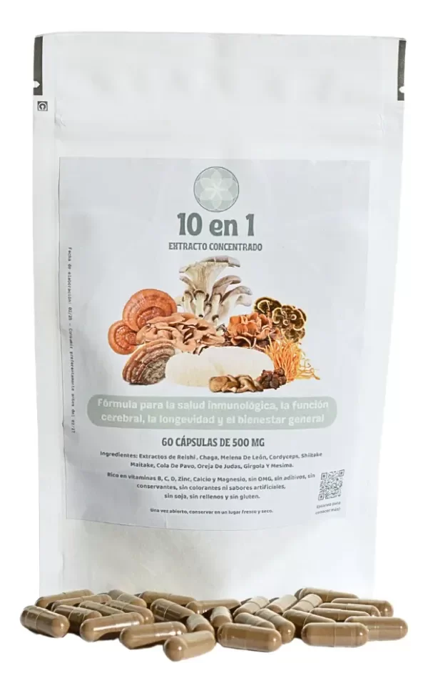 Producto - Complejo De Extractos De 10 Hongos Adaptogenos - x60 Cápsulas 500mg