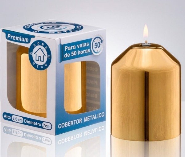 Producto - CAJA X 12 UNIDADES Cobertor metalico para velas de parafina liquida GOLDEN