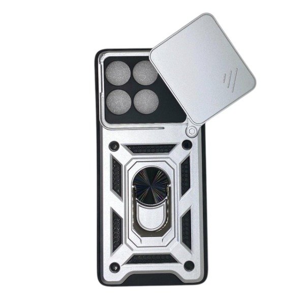 Producto - Funda Reforzada Con Tapa Camara y Anillo Para Motorola Edge 60 Pro Plateada
