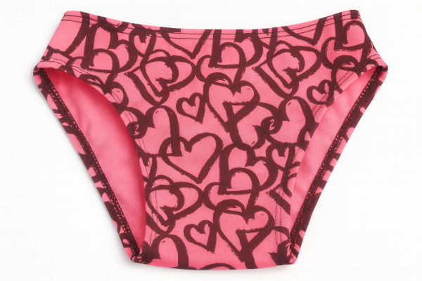 Producto - BOMBACHA BIKINI ROSA CORAZONES . ANTICLORO + FLITRO UV