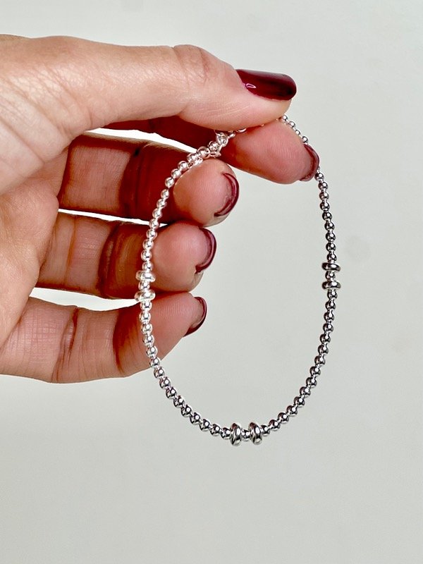 Producto - Pulsera bolitas con donas de plata (17cm 3 cm de alargue )