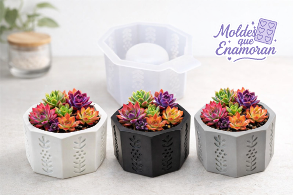 Producto - Molde de silicona maceta con dibujo