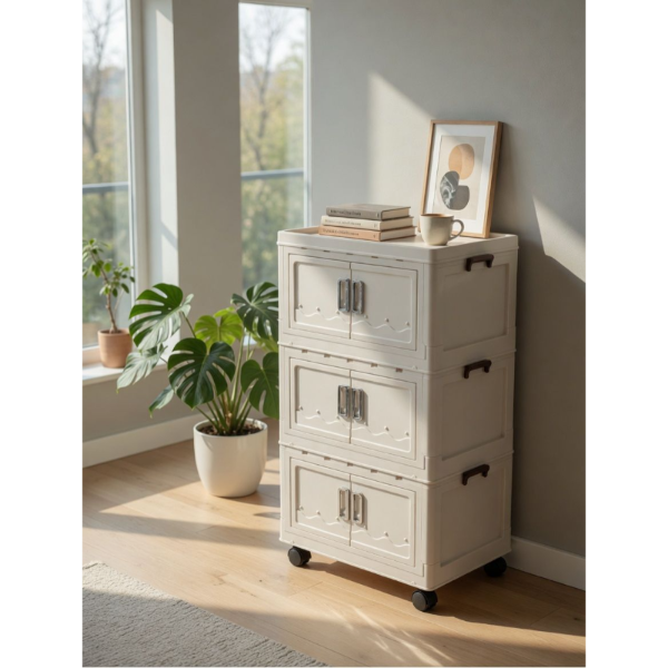 Producto - Set x3 Gabinetes Plegables Con Ruedas 42CM