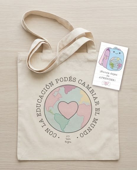 Producto - Combo Tote Bag + Pin Con la educación podés cambiar el mundo