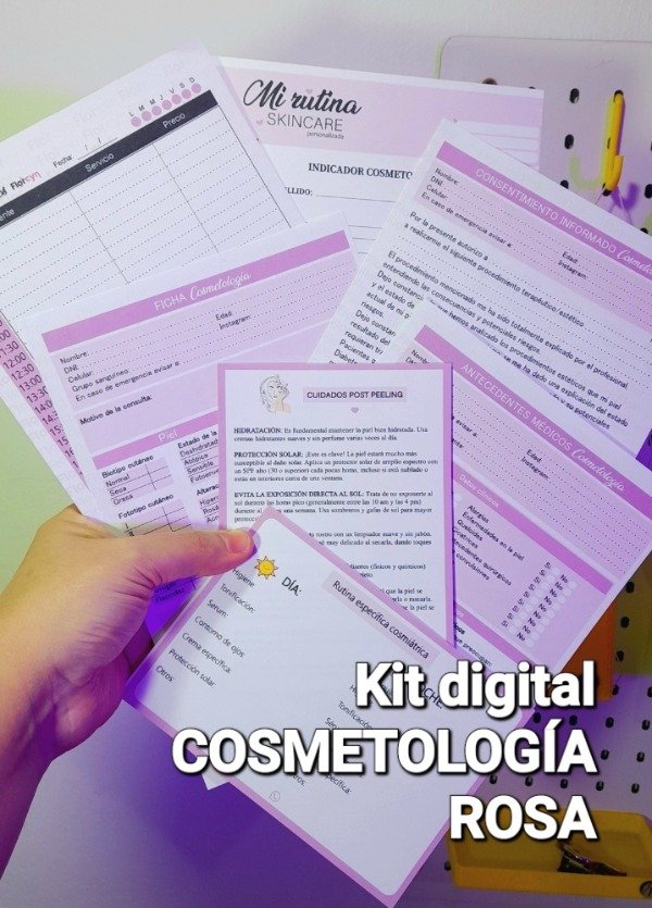 Producto - Kit digital imprimible Cosmetología rosa