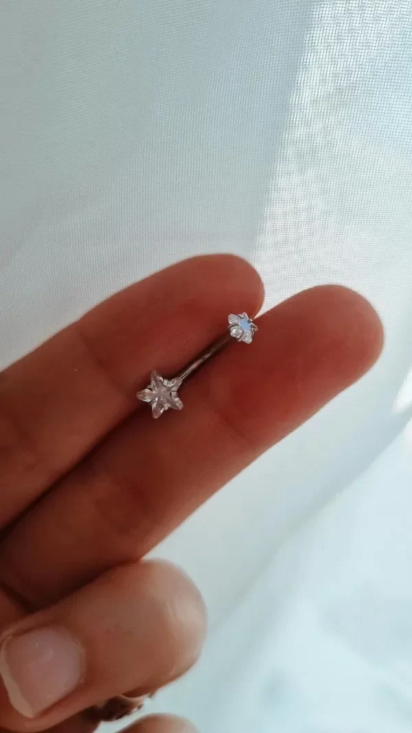 Producto - Piercing ombligo doble estrella blanca chico aq