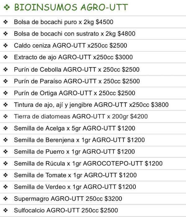 Producto - Bio Insumos Agro-UTT (Solicitalos por wsp.1140240079)