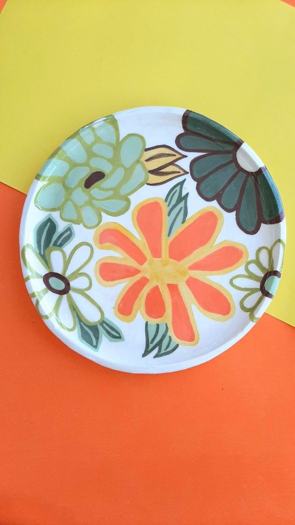 Producto - Plato redondo grande Flores otoñales