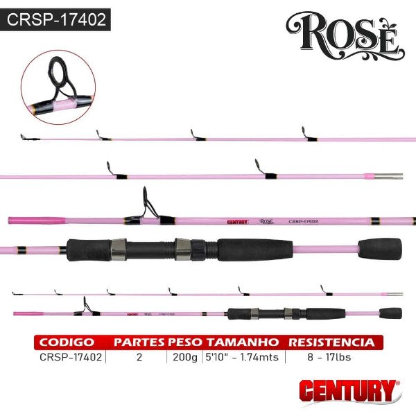 Producto - Combo Caña Century Rose 1.74m 2T y Reel 3000 Carrete Aluminio 3BB Freno 8Kg - 1