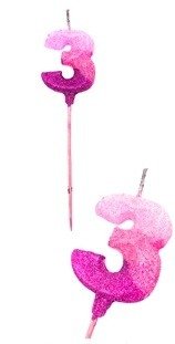 Producto - Vela Gibreada Degrade Rosa Número 3