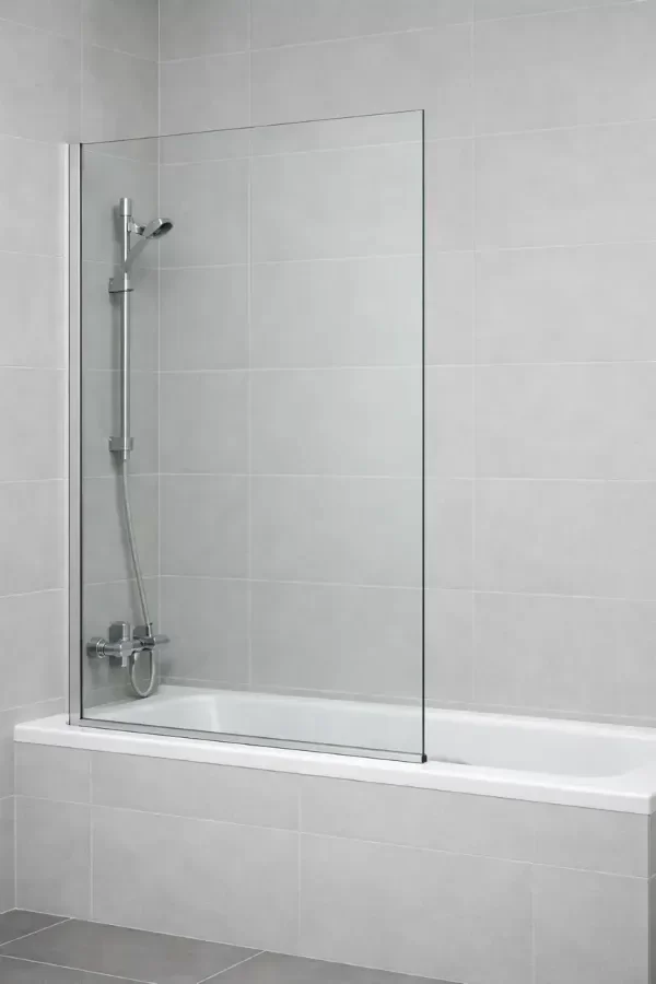 Producto - Mampara fija sobre bañera vidrios de 6mm transparentes, medidas  700 x 1400