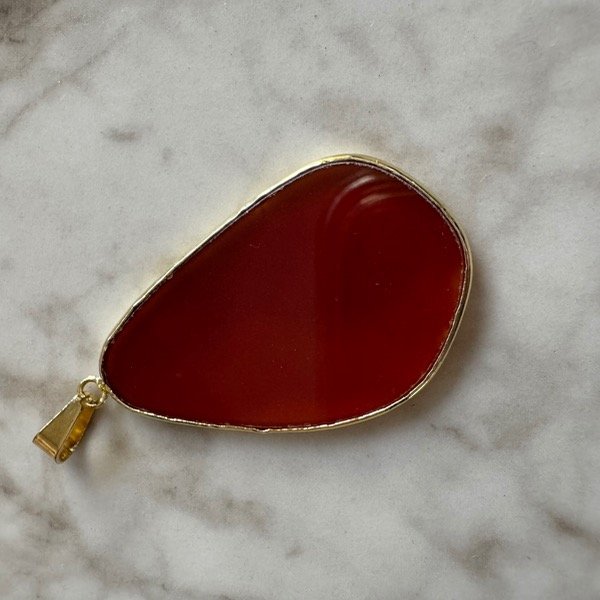 Producto - SUPER LAGRIMA PIEDRA CORNALINA NATURAL baño oro 18k