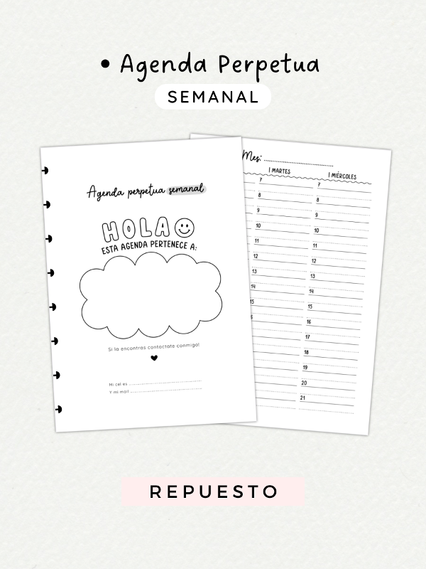 Producto - Agenda perpetua semanal repuesto