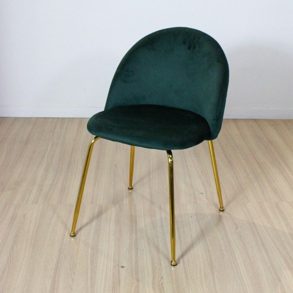 Producto - SILLA PRINCE TAPIZADA PANA VERDE INGLES PATAS DORADAS - 0