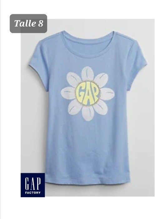 Remera manga corta gap talle 8 flor