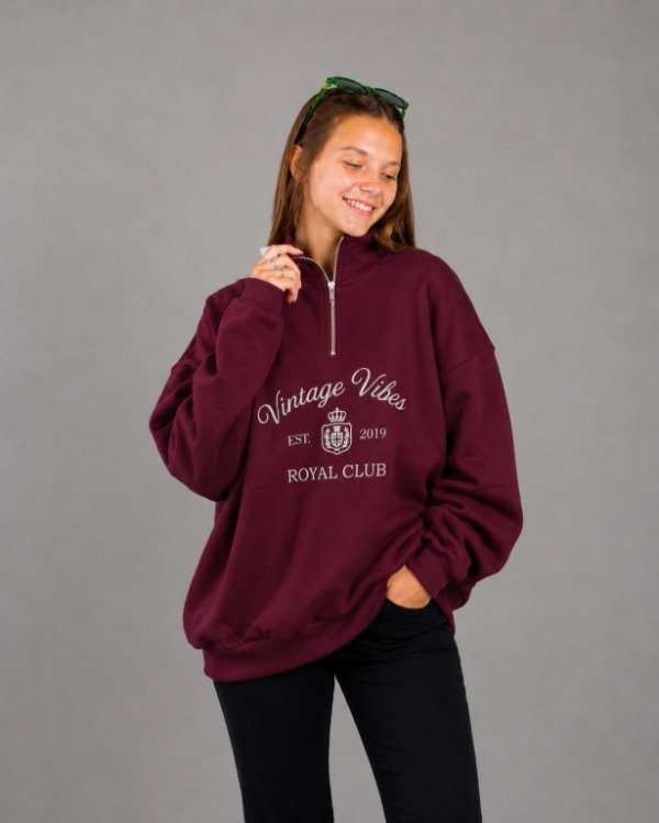 Producto - Buzo Medio Cierre "Royal Club" Bordo