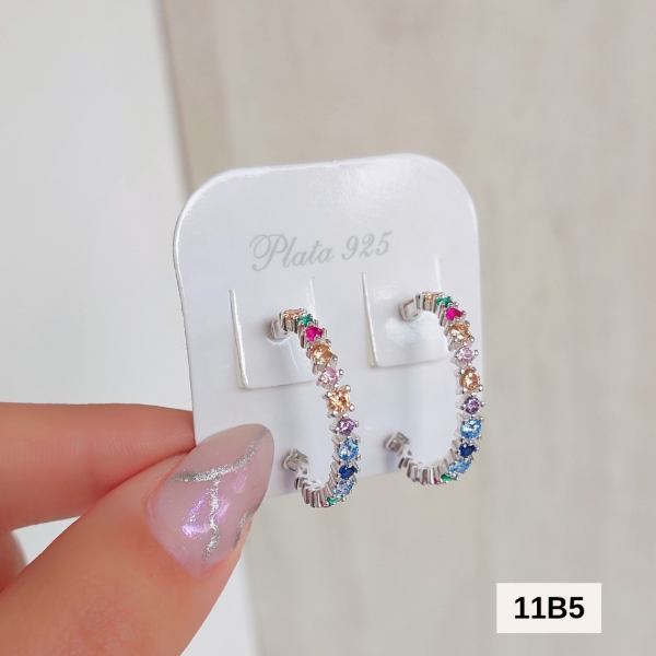 Producto - Aros pasante semi argollas multicolor grandes
