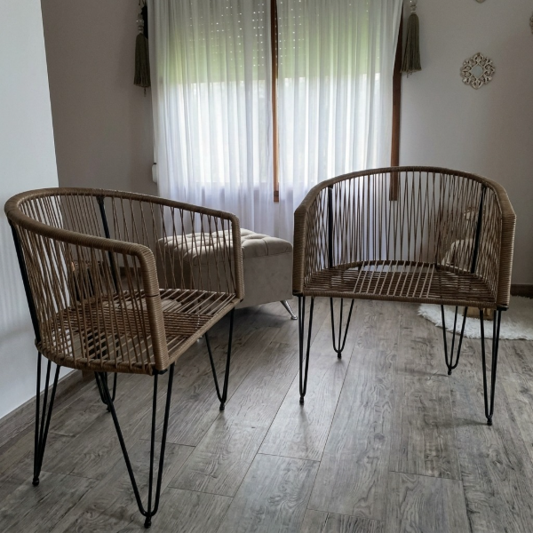 Producto - Sillón Gervasoni ( 2 unidades) en Hierro y Símil Yute - 4