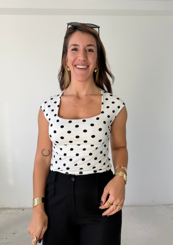 Remera PERLA - Blanco/Negro — imagen 4