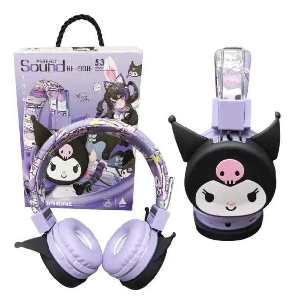 Producto - Auriculares Bluetooth Kuromi He-901e Violeta