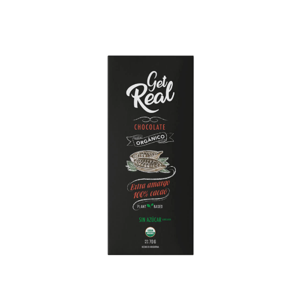 Producto - Barra de Chocolate Amargo Get Real 100 cacao
