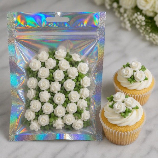 Producto - FLORES ROCOCO MINI BLANCAS X25