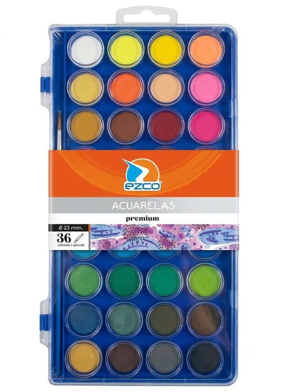Producto - Acuarelas Ezco Premium 36 colores. Caja Acrílica.