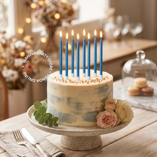 Producto - Velas azules metalizadas x 6