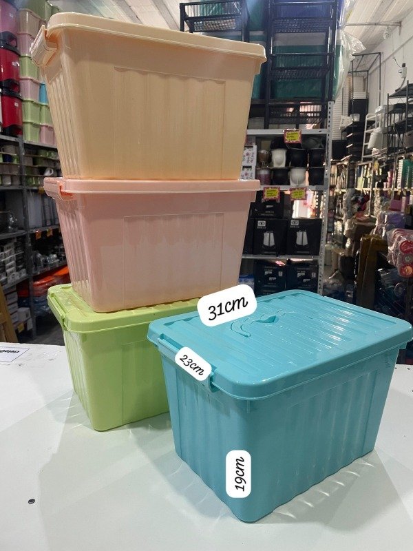 Producto - ORGANIZADOR CAJA PASTEL 12L TAPA CON TRABA 31X23X19,5 CM