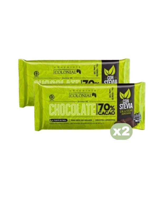 Producto - Chocolate Amargo 70 con Stevia Sin TACC 100 Gr Colonial x 2 UNIDADES