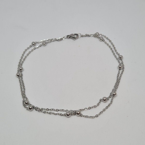 Producto - Tobillera dos hileras con bolas finas 25cm