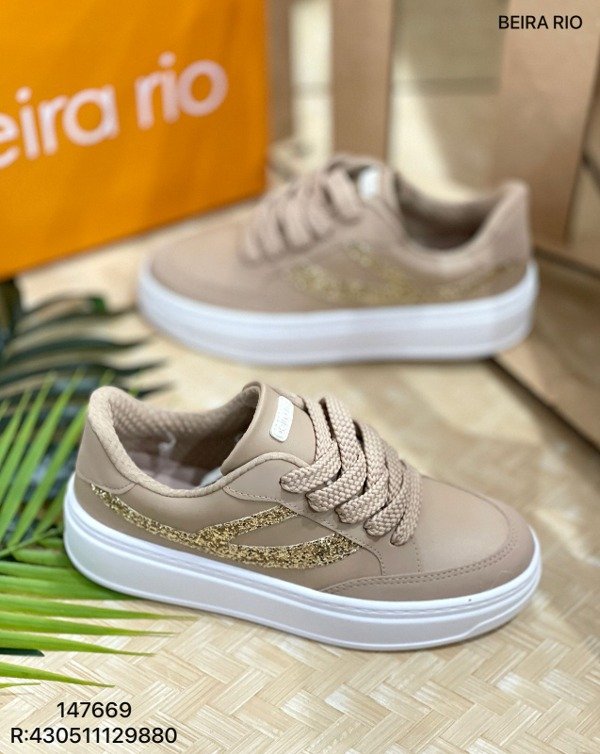 Producto - ZAPATILLAS BEIRA RIO BEIGE con dorado