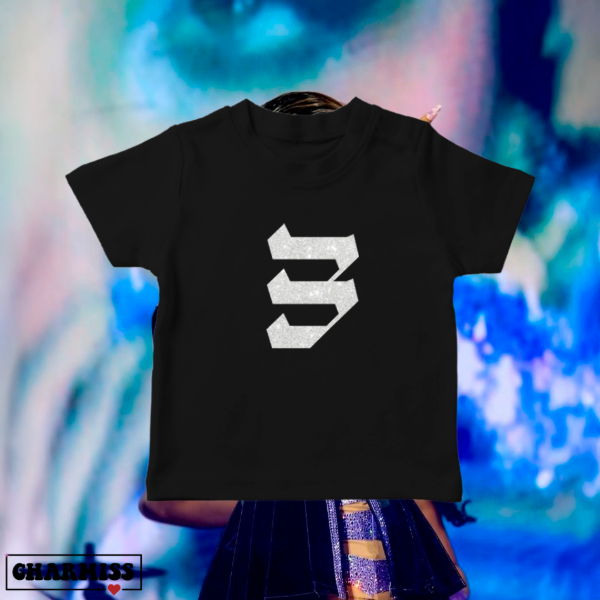 Producto - Baby tee- logo MB GLITTER PLATEADO