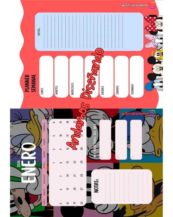 Producto - AGENDA IMPRIMIBLE 2026. MICKEY EDITION EDITABLE EN CANVA - 3